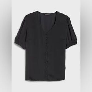 Banana Republic Black Covered Button Blouse